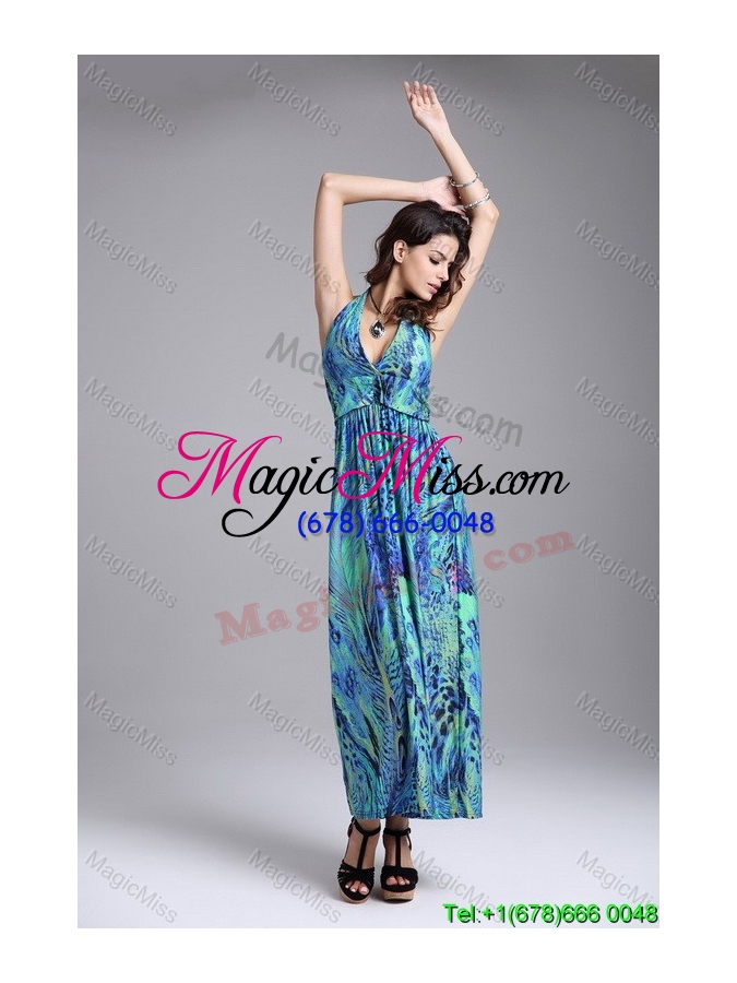 wholesale chiffon halter multi-color fashion dresses for summer