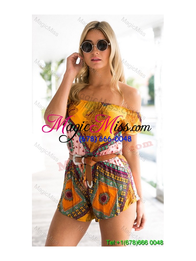 wholesale polyester multi-color above knee boat neck print fashion dress