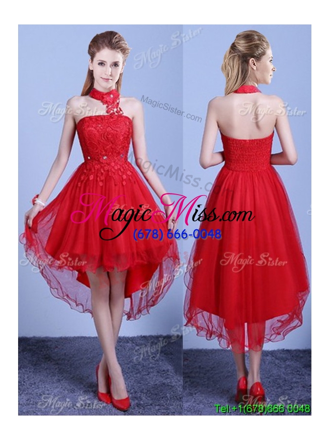 wholesale 2017 hot sale high low laced dama dresses