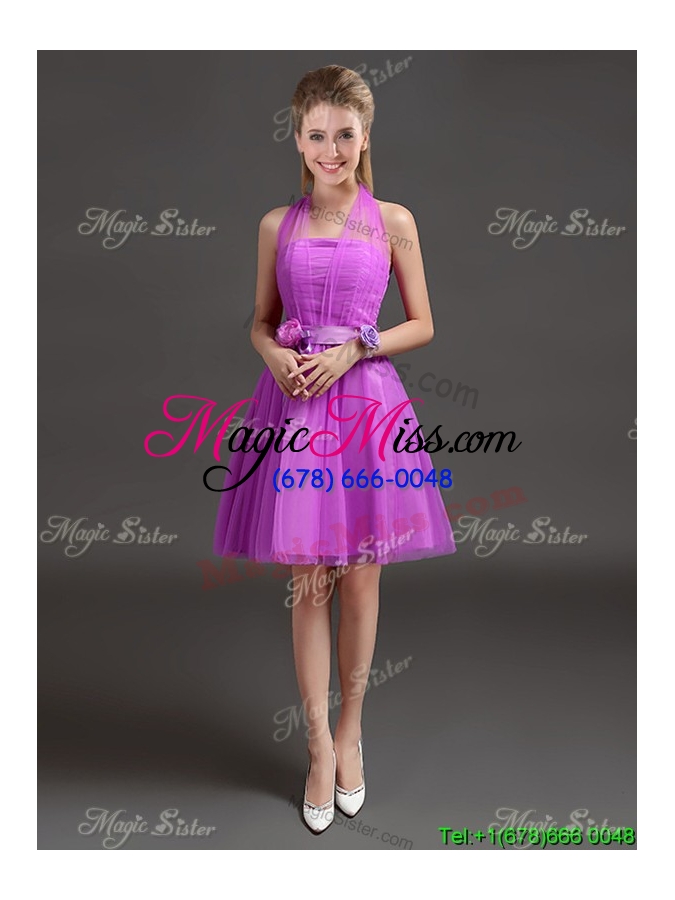 wholesale fashionable a line ruching dama dresses with side zipper