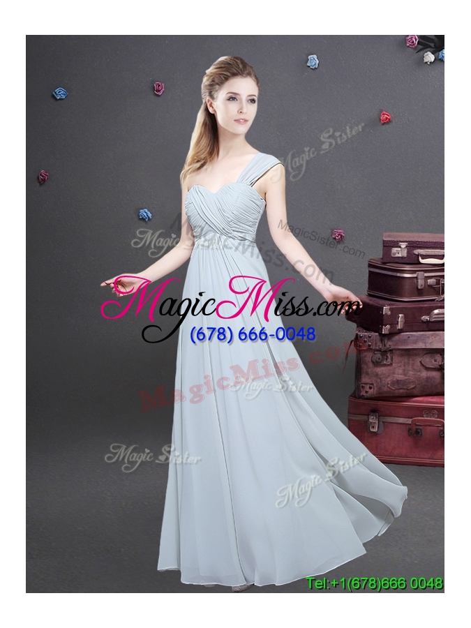 wholesale 2017 most popular empire grey long dama dress in chiffon