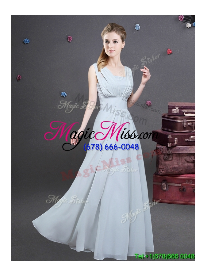 wholesale 2017 most popular empire grey long dama dress in chiffon