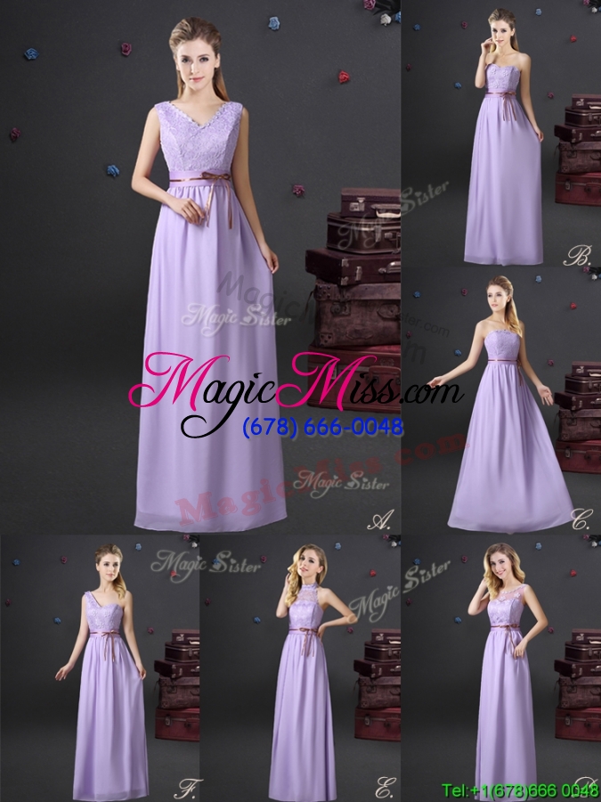wholesale 2017 beautiful belted and applique lavender dama dress with one shoulder
