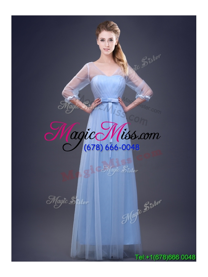 wholesale 2017 new empire bowknot and ruched dama dress in light blue