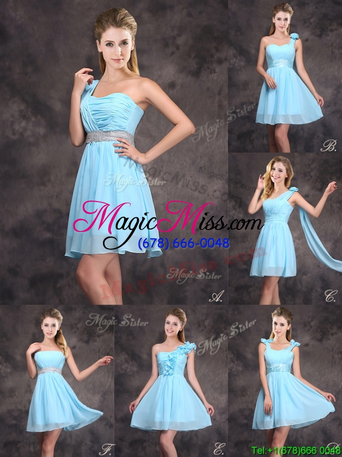 wholesale fashionable one shoulder sequined prom dress in baby blue
