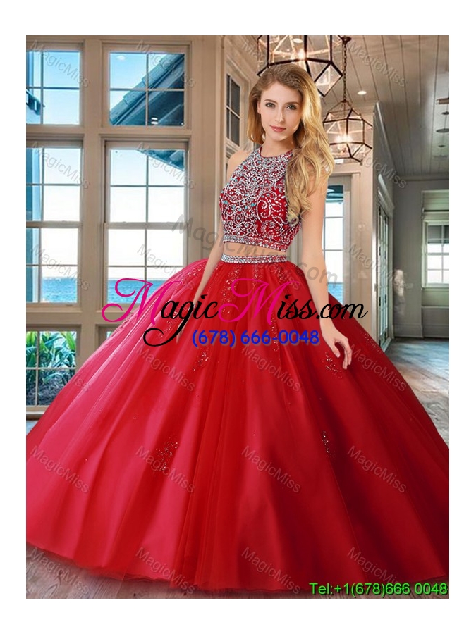 wholesale popular open back brush train beaded bodice quinceanera dress in tulle