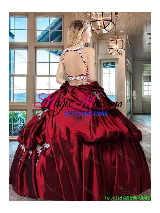 wholesale best selling two piece bubble and beaded quinceanera dress with open back