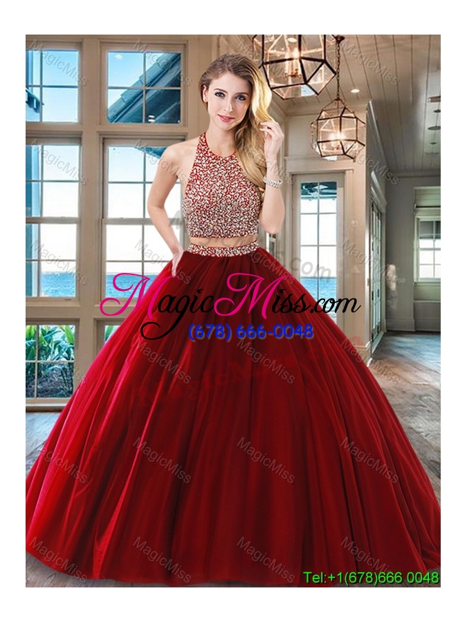 wholesale simple floor length beaded decorated waist quinceanera dress in wine red