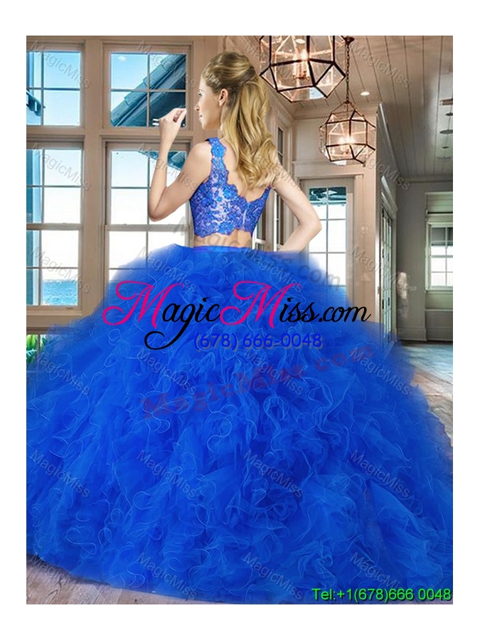 wholesale fashionable laced zipper up fuchsia tulle quinceanera dress with brush train