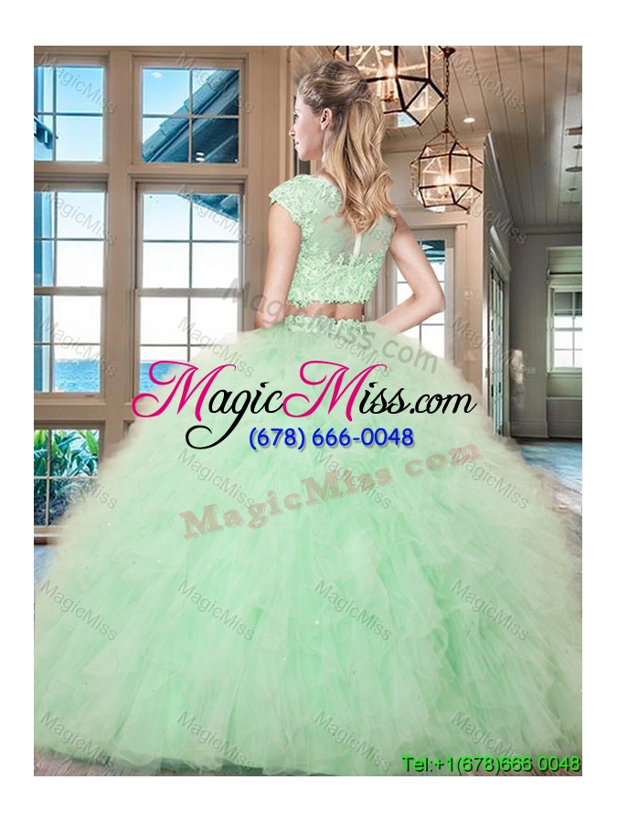 wholesale new style zipper up floor length sweet 16 dress with appliques and ruffles
