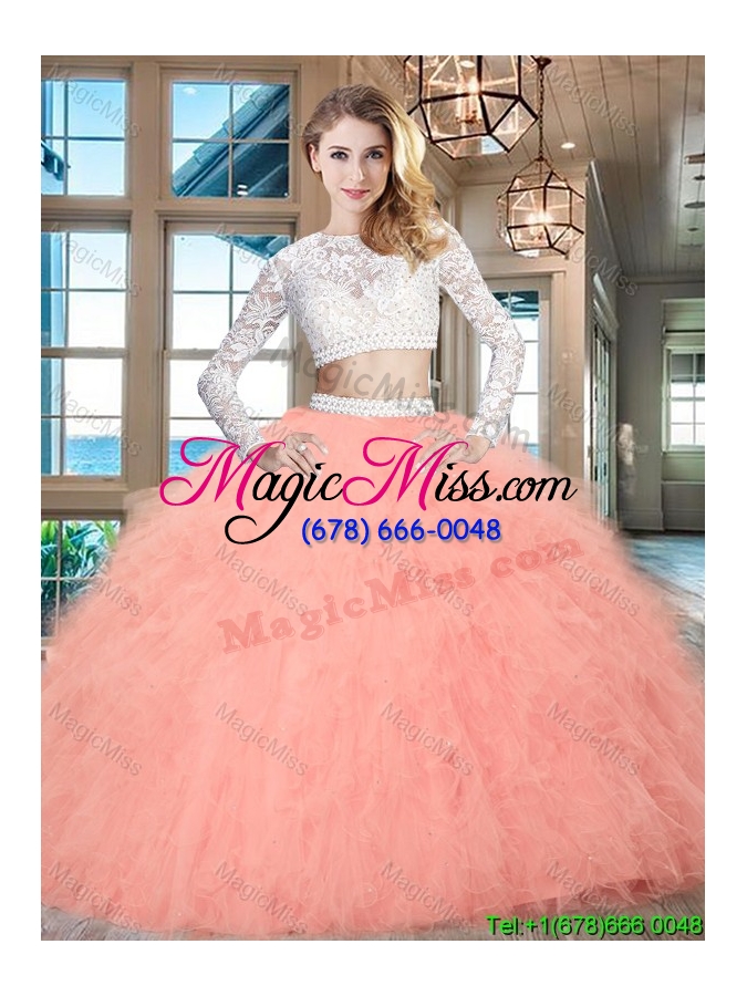 wholesale lovely two piece beaded and ruffled quinceanera dress in tulle and lace