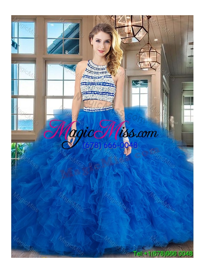 wholesale most popular open back tulle quinceanera dress with ruffles and beading