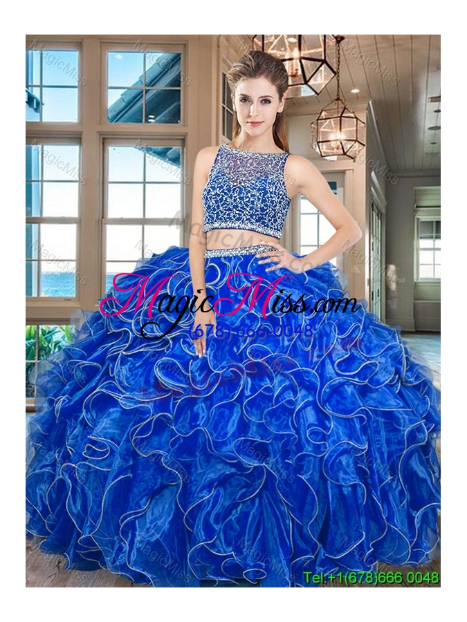 wholesale most popular two piece side zipper red quinceanera dress in organza
