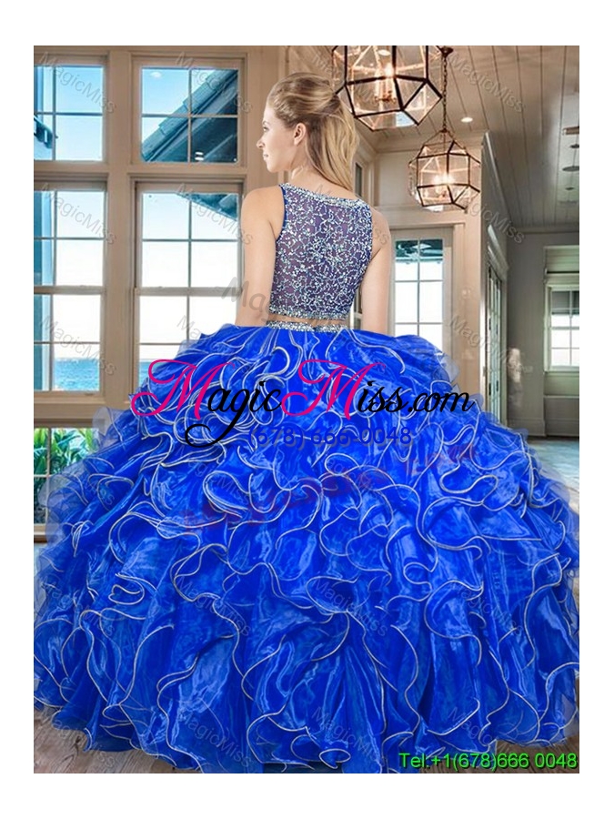wholesale most popular two piece side zipper red quinceanera dress in organza
