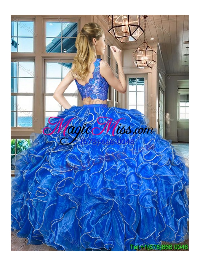 wholesale popular organza laced bodice zipper up quinceanera dress with ruffles