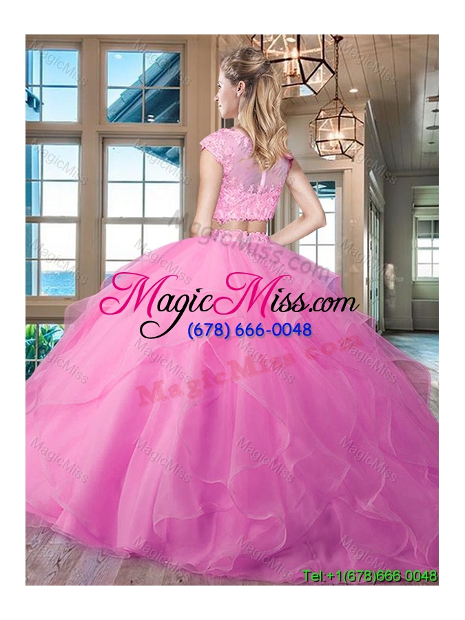 wholesale latest two piece brush train ruffled organza quinceanera dress in lavender