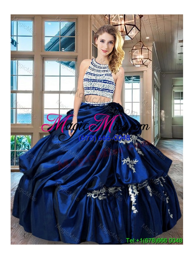 wholesale new arrivals scoop beaded bodice taffeta quinceanera dress in royal blue
