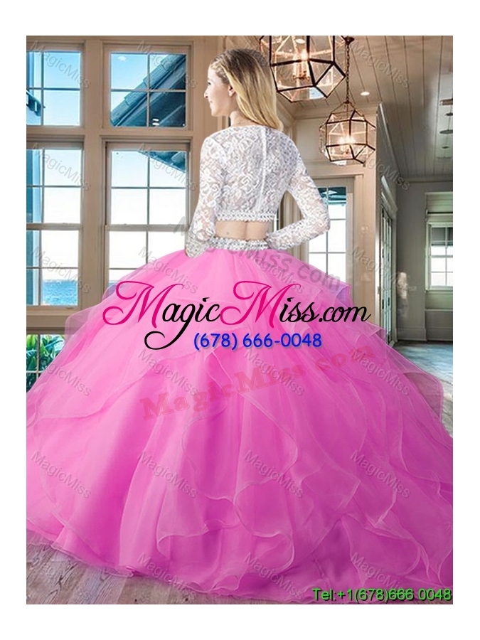 wholesale top seller two piece laced and ruffled quinceanera dress in apple green