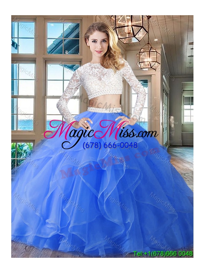 wholesale top seller two piece laced and ruffled quinceanera dress in apple green