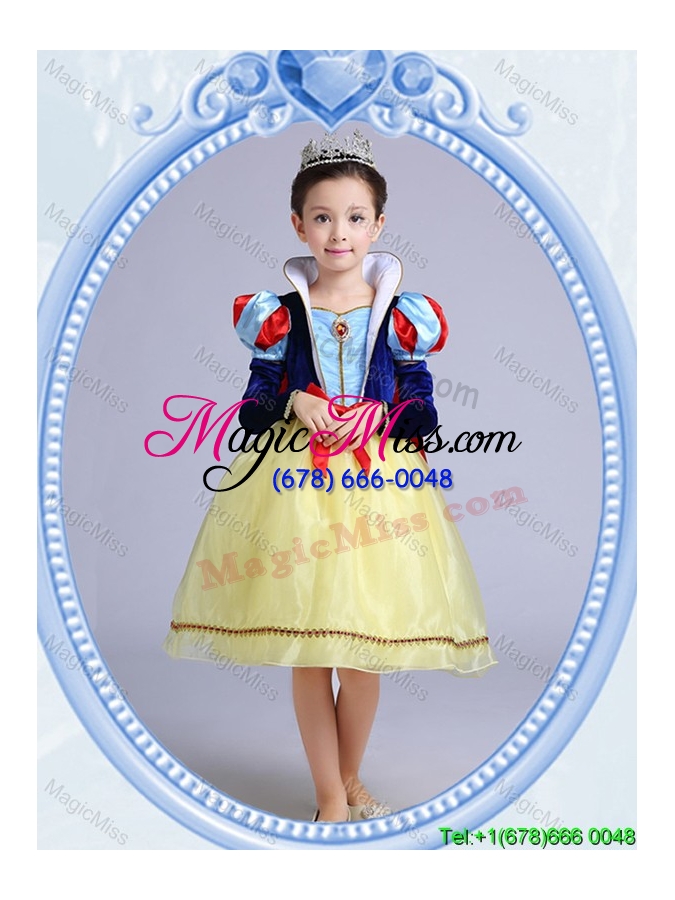 wholesale halloween sweet short sleeves yellow bowknot little girl pageant dress in organza