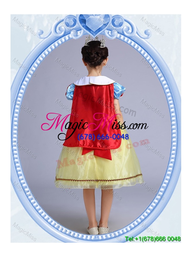 wholesale halloween sweet short sleeves yellow bowknot little girl pageant dress in organza