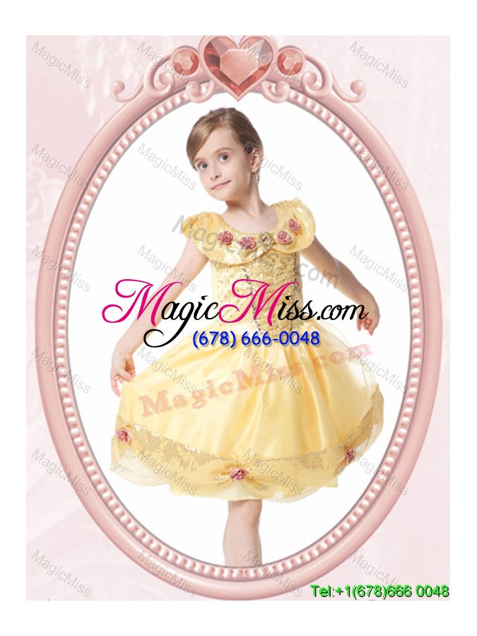 wholesale elegant ball gown scoop button halloween little girl pageant dress with beading and handcraft