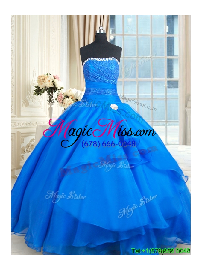 wholesale wonderful strapless laced bust and beaded top quinceanera dress in organza