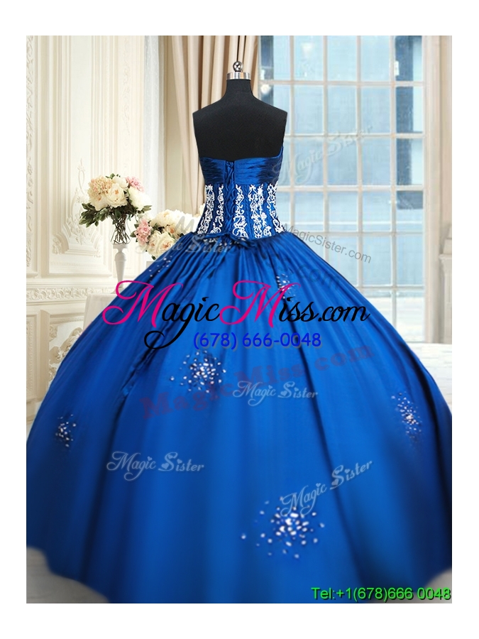 wholesale cheap floor length taffeta royal blue quinceanera dress with beading