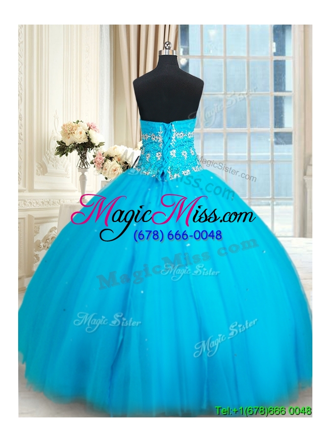 wholesale top seller puffy skirt tulle baby blue quinceanera dress with beading