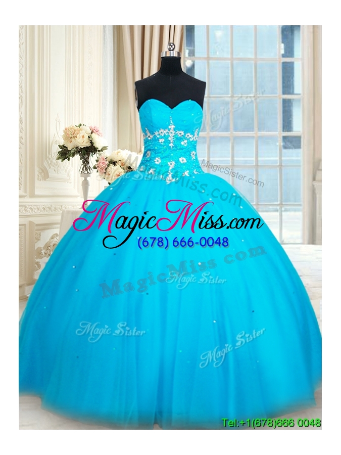 wholesale top seller puffy skirt tulle baby blue quinceanera dress with beading