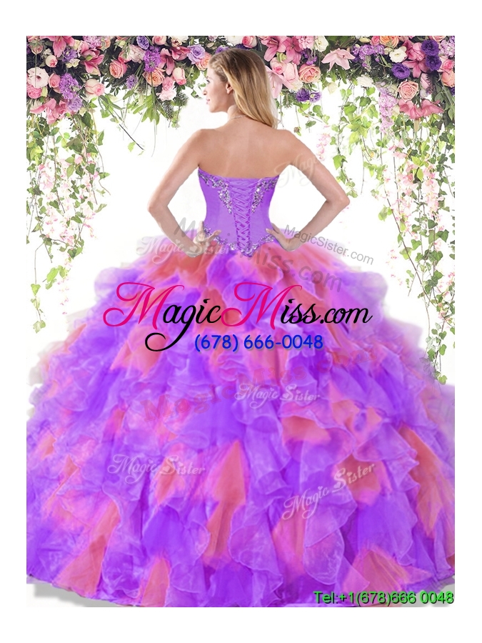 wholesale best selling ruffled and beaded quinceanera dress in organza