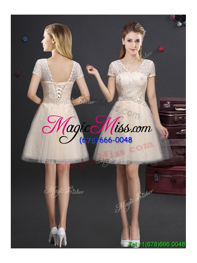 wholesale new arrivals applique and laced prom dress in champagne