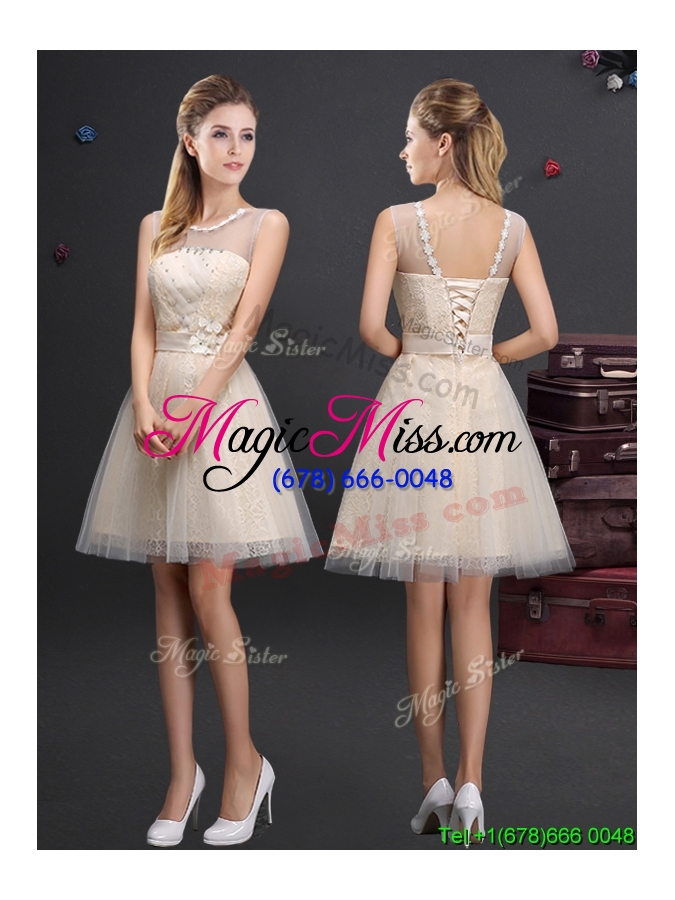 wholesale new arrivals applique and laced prom dress in champagne