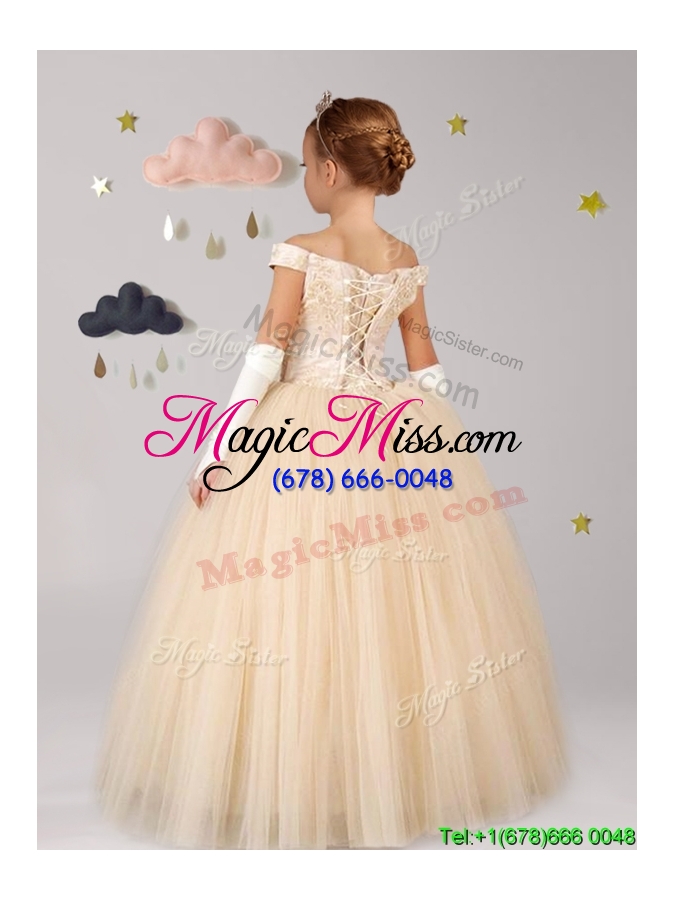 wholesale classical off the shoulder cap sleeves champagne mini quinceanera dress with lace