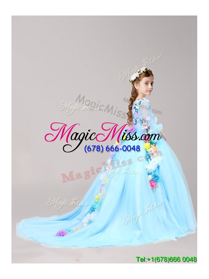 wholesale classical v neck half sleeves mini quinceanera dress with hand made flowers