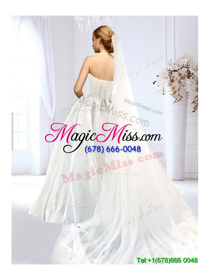 wholesale latest a line applique and beaded wedding dress in taffeta
