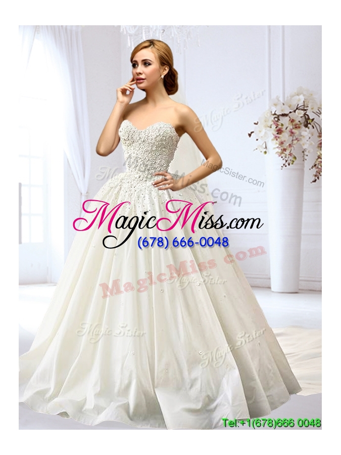 wholesale latest a line applique and beaded wedding dress in taffeta