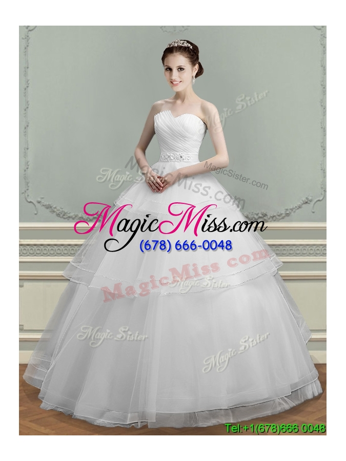 wholesale fashionable ball gown wedding dress with beading and ruching