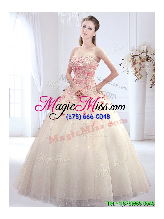 wholesale pretty sweetheart wedding dress with applique decorated skirt