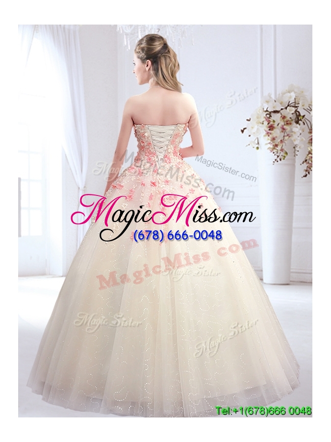 wholesale pretty sweetheart wedding dress with applique decorated skirt