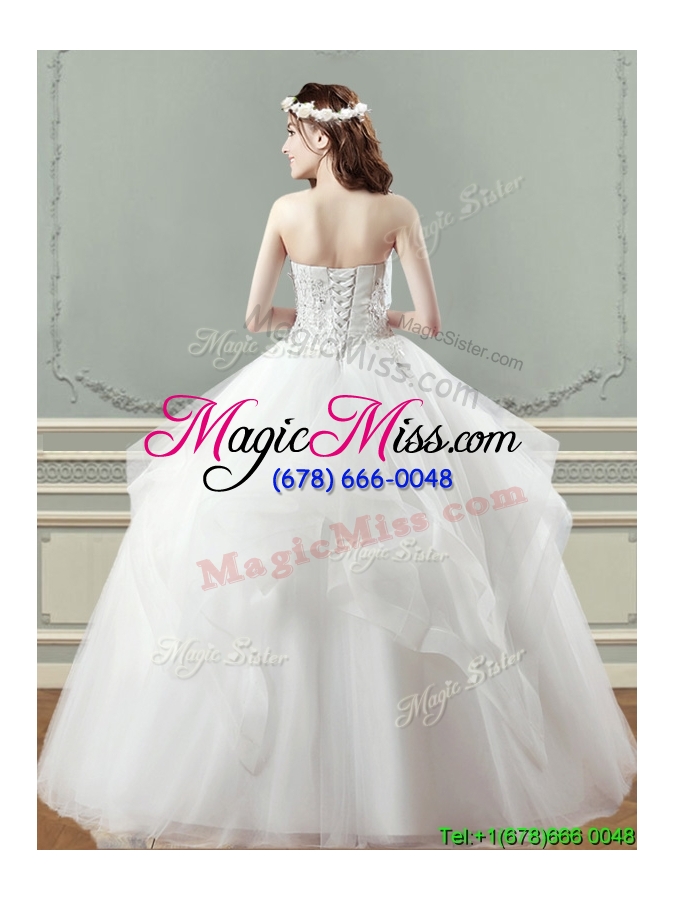 wholesale beautiful really puffy strapless wedding dress with appliques and beading