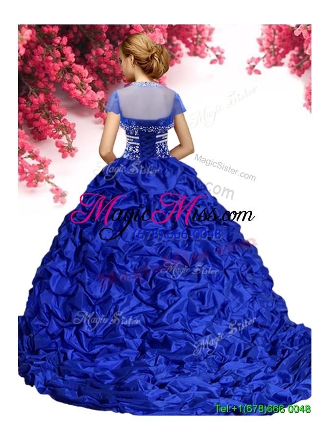 wholesale classical royal blue and lilac quinceanera dress with beading and pick ups