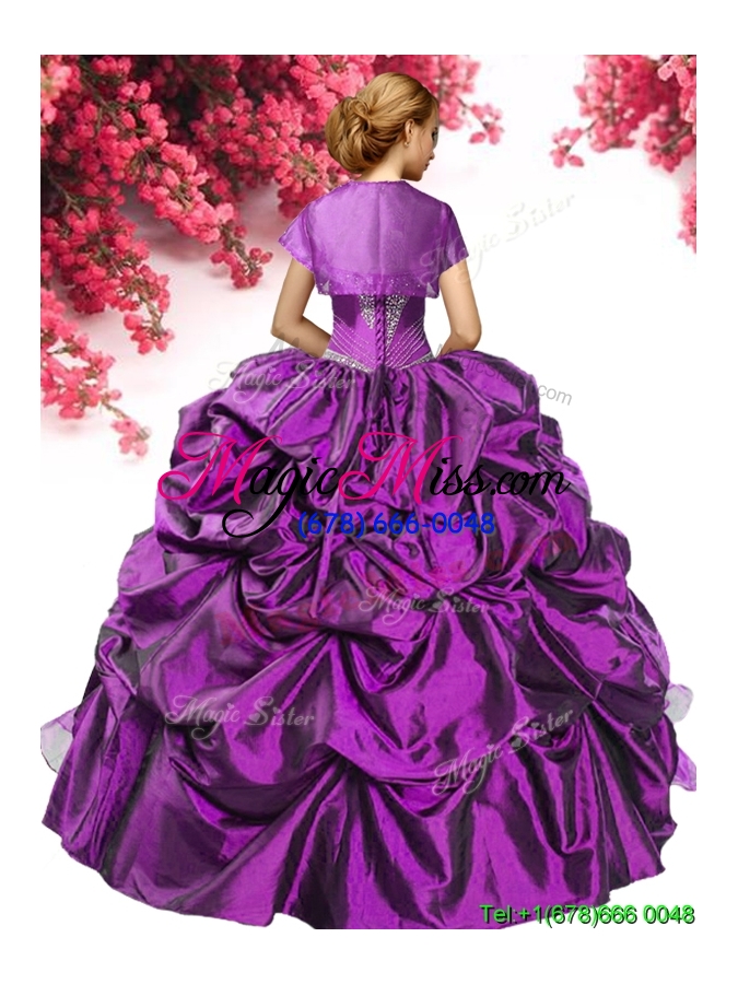 wholesale discount embroideried and pick ups taffeta quinceanera dress in teal