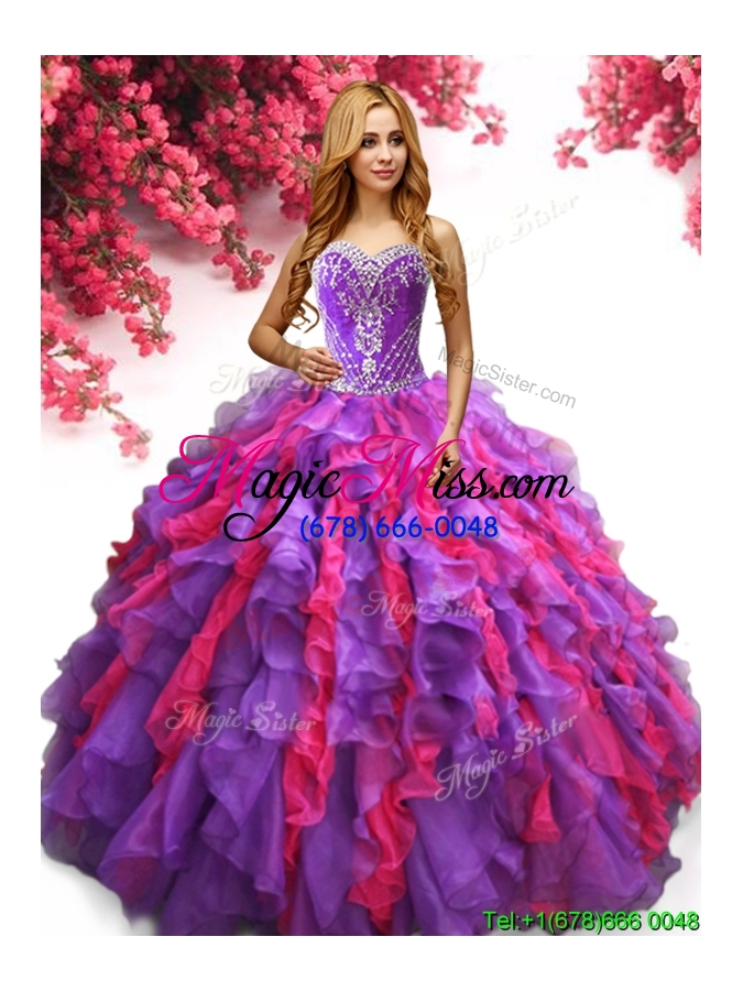 wholesale elegant two tone quinceanera dress with beading and ruffles