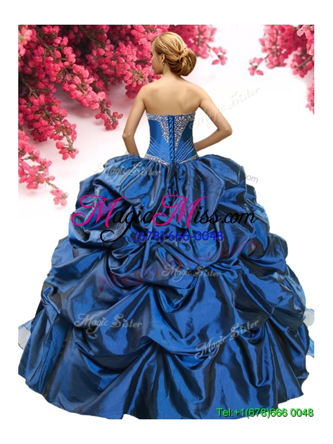 wholesale perfect royal blue sweet 16 dress with pick ups and embroidery