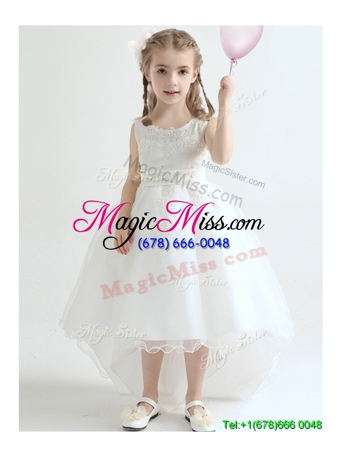 wholesale latest a line scoop high low flower girl dress in organza