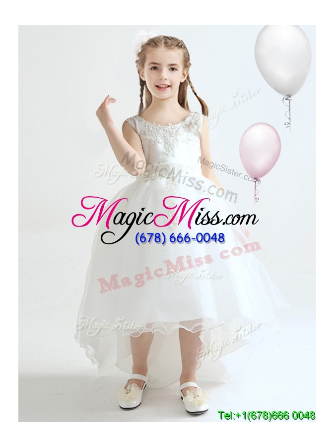 wholesale latest a line scoop high low flower girl dress in organza