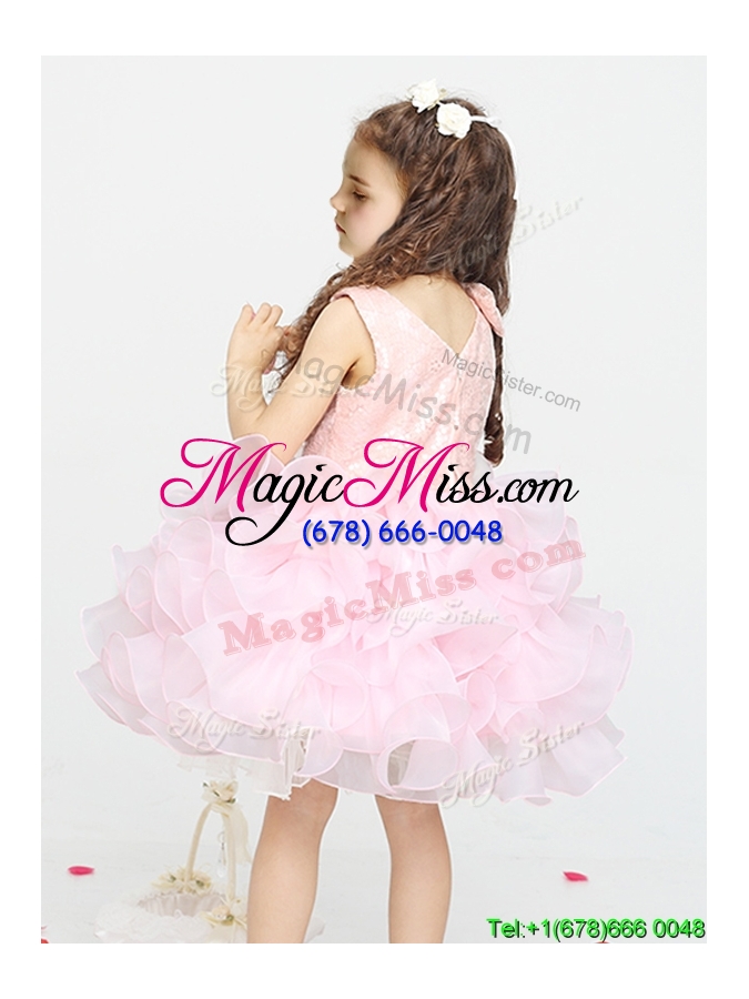 wholesale new arrivals organza short flower girl dress with lace and ruffles