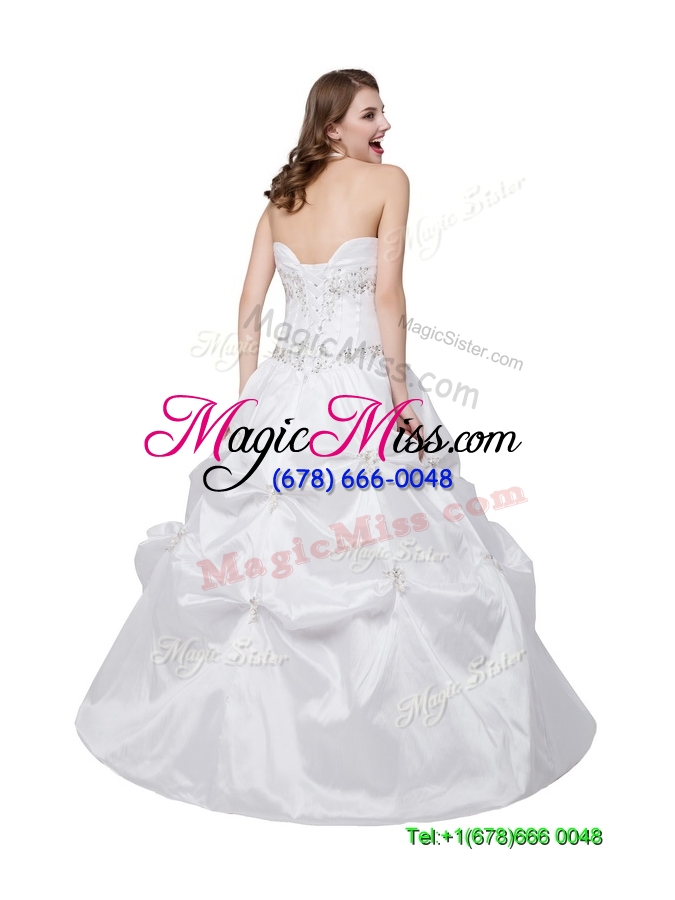 wholesale elegant puffy halter taffeta beaded and bubbles quinceanera dress in white