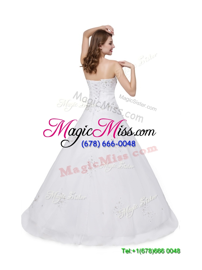 wholesale puffy sweetheart embroideried white quinceanera dress for 16 brithday party